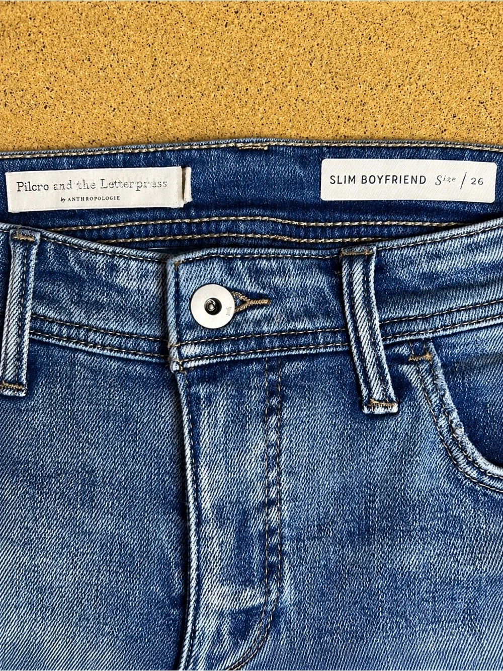 Anthropologie Pilcro Jeans Side Stripe Mid-Rise Slim Boyfriend Premium Denim 26T